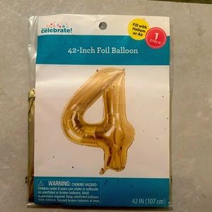 42” number 4 foil, balloon brand, new in packaging
